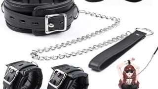 SM – [Sexyhot] 首輪 人間 sm リード付き 手錠 目隠し 3点セット 厚手PU 痛くない sm首枷 手枷 調…