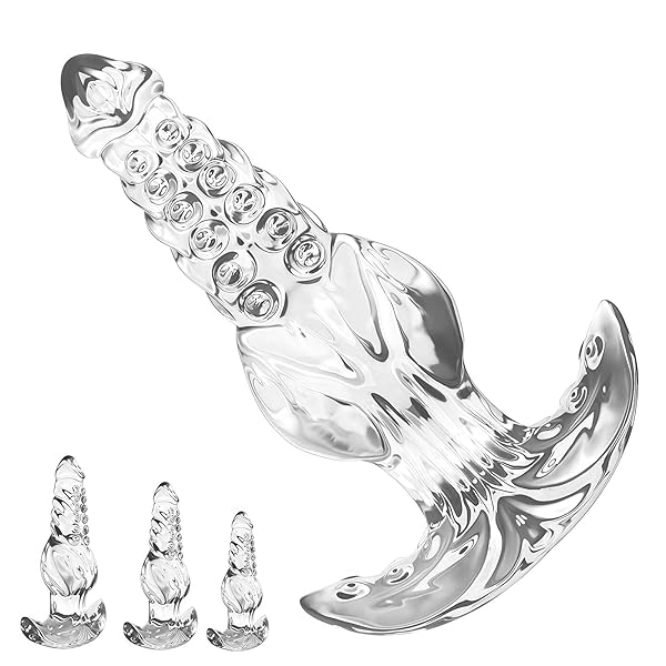 ディルド – 透明 アナルプラグ タコ触手デザイン 三種類サイズ選択可 TPE素材 柔らかい お手入れ簡単 防水 船錨型ベース …