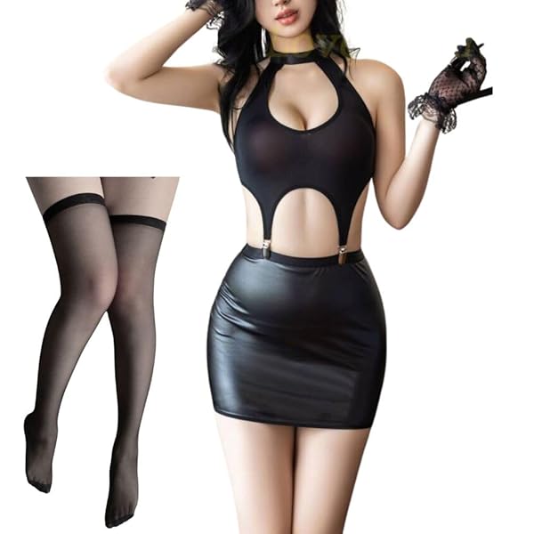 コスプレ セクシー ボンテージ 光沢 ガータベルト Tバック 過激 (ブラック コスプレ セクシー ボンテージ 光…