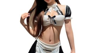 Temptshow レディース コスプレ メイド ランジェリー くり抜かれたハロウィーン セクシー フレンチメイド…