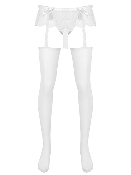 [Vxuxlje] メンズ セクシー ランジェリー ストッキング ガーターベルト シルク タイツ 透明 パンティー…