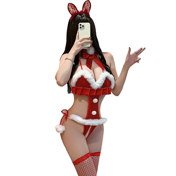 [YUEEI] クリスマス セクシー コスプレ 胸あき 穴あき サンタ バニーガール 兎 ウサギ 過激 えっち レ…