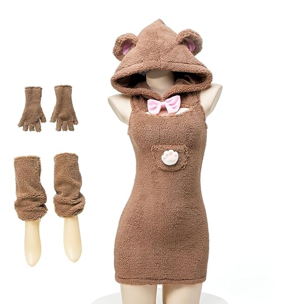 [YUEEI] 熊 コスプレ セクシー 胸空き くま 熊の爪 熊耳 萌え萌え 猫 ネコ ポケット ランジェリー 過…