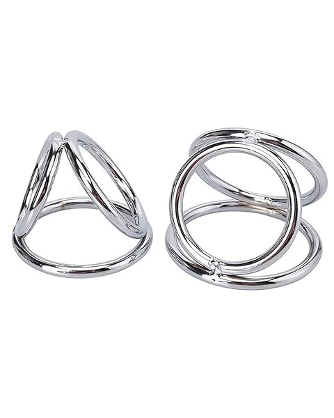 Yemaxコックリング ペニスリング 2点セットマンガンスチール製三連リングcock ring ペ二スリング グラ…