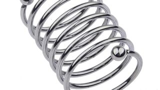 Yemaxコックリング ペニスリング ステンレスペニスケース 波状螺旋設計ペニスサック アダルトグッズ 男性用 ペ…