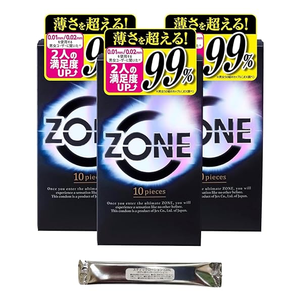 ZONE コンドーム 10個入 ゾーン 3箱 セット こんどーむ スティックローション付き