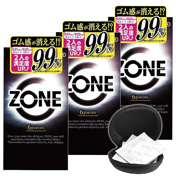 コンドーム ZONE zone ゴム ゾーン ６個入 3個セット コンドームケース付き