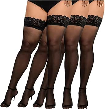 ランジェリー – 【mistero】黒 ブラック ３枚セット 大きいサイズ プラスサイズ ガーター ニーハイ ストッキング 滑り止め…
