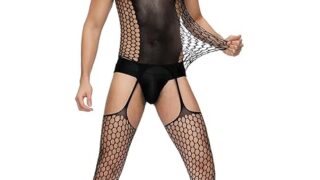 ランジェリー – [ohyeahlady] メンズ ボディストッキング ガーター風 大きいサイズ 高伸縮性 男性用 セクシーランジェ…