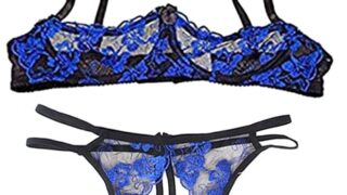 [qianqu] セクシーランジェリー オープンブラショーツ 青SEXY下着 シースルーショーツ パンティー 過激…