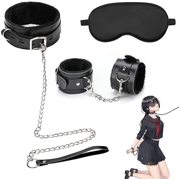 Chisafly SMグッズ 首輪 リード付き SMセット 拘束具 SMプレイ ふわふわ 痛くない 調節可能 マン…