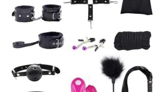 Edostree SMグッズ 拘束具 束縛具 11点セット 足枷 手枷 アイマスク 首輪 口枷 むち 乳首クリップ…