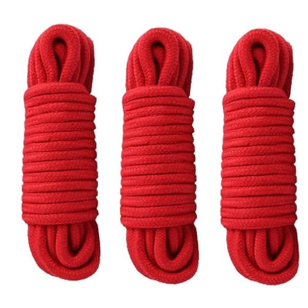 HappyHome ロープ 約10m 3本セット 柔らかい ソフトロープ 紐 亀甲縛り SMプレイ (レッド)