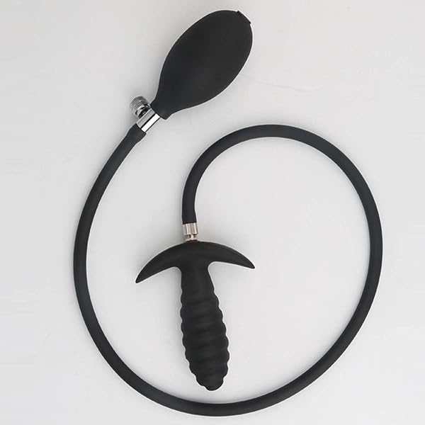 ディルド – Hitasi インフレート式アナルプラグ アナルビーズ 2層構造 空気注入式 手動シリコーン製 アナルバルーン ア…