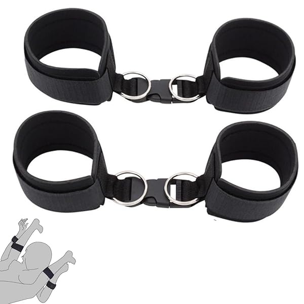 LIKENNY SMグッズ 手枷 足枷 セット SMプレイ 拘束具 2個セット M字開脚 ベルト 手足固定枷 痛く…