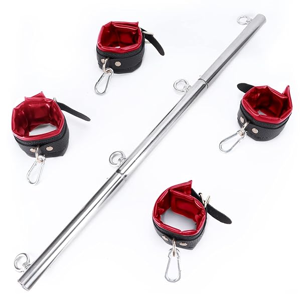 Ninonly SMグッズ SMセット スチール拘束棒 拘束具 手枷 足枷 両足/両手拘束 コスプレ SMベルト …