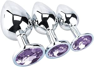 SM – Ninonly アナルプラグ アナルグッズ アナル開発 アナル拡張 ステンレス 3点セット 収納袋付き（パープル）