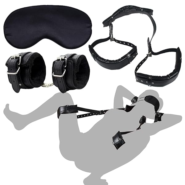 現役SM嬢監修 SMグッズ アダルトグッズ M字開脚拘束具ベルト 手枷 アイマスク 保存袋付
