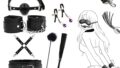 SMグッズ 拘束具 女性 11点セット【エoい陵o辱プレイが楽しめる】口枷 SMプレイ 首輪 手枷 足枷 アイマス…