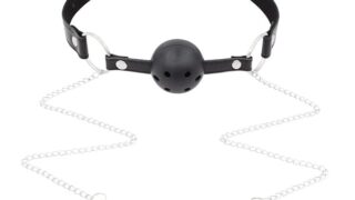 SMグッズ シリコーン製 ボールギャグ 口枷セット【乳首チェーン付き】 – 固定用リング&ベルト調節可能 コスプレ…