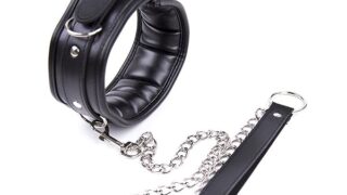 SM 首輪 調教首枷リード付きチェーン セット (Black)