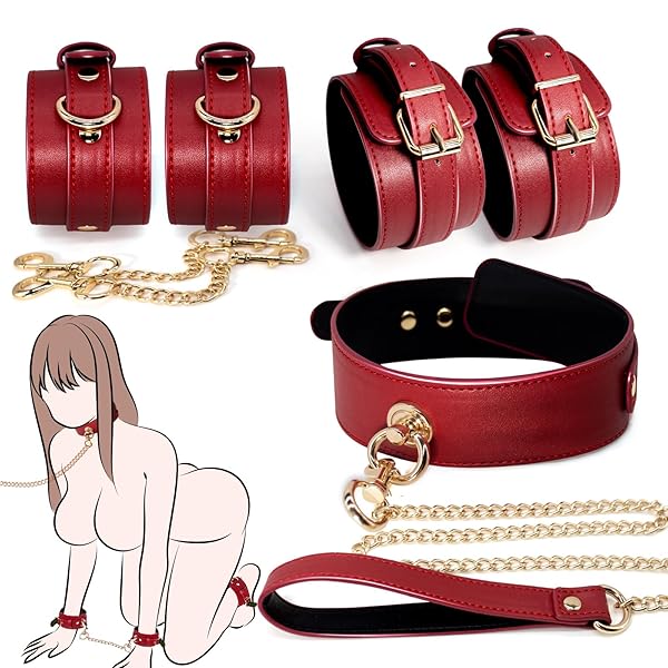 Sevenight SM 拘束具 女性 6点セット リード付き SMグッズ 男女兼用 手枷 足枷 多体位 カップル…