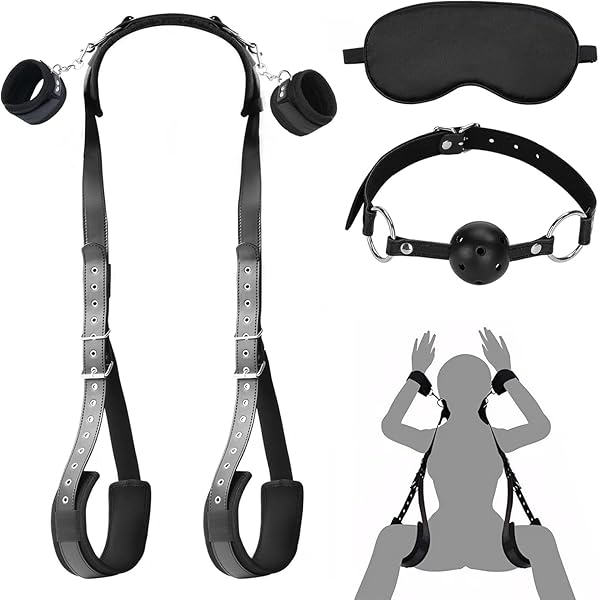Sexyhot SMグッズ SM拘束具 手枷 足枷 M字開脚具 口枷 拘束ベルト M字開脚枷 アイマスク 調節可能…