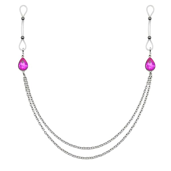 Amazon – ノンピアスニップルリング チェーンニップルヌース ジュエリー胸クランプ-ダークピンク