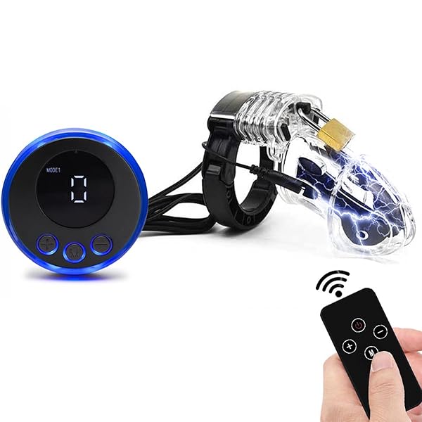 SM – 貞操帯電気 男性用 有線付き 贞操锁付き 充電式の微電流ある本体 遠隔操作 8つのモードと19のギア 電撃ショック…