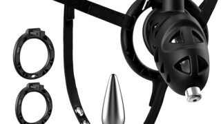 SM – 多重プレイ 貞操具 貞操ロック コックケージ 貞操帯 貞操パンツ 男性用 4つの貞操リング付き サイズ調節可能 装…