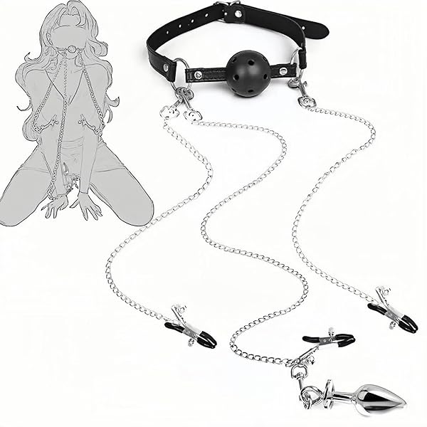 アナルプラグ 乳首クリップ クリクリップ 口枷 sm 拘束具 取り外し可能 チェーン 鈴付き 大人のおもちゃ女性用…