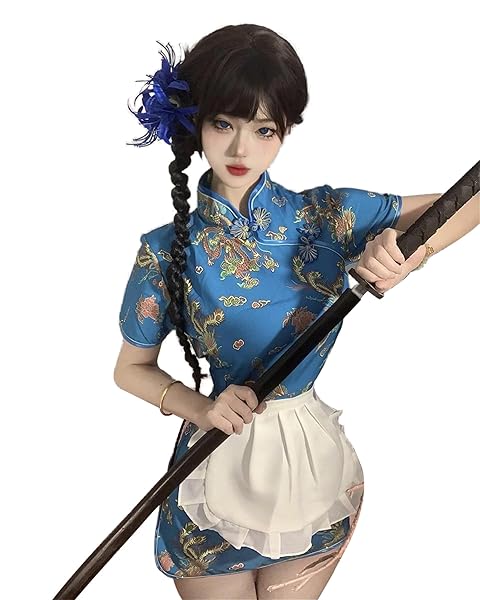 セクシー チャイナ チャイナドレス メイド ドレス チャイナ 服 コスプレ ゴスロリ 花柄 可愛い ロリータ ワン…
