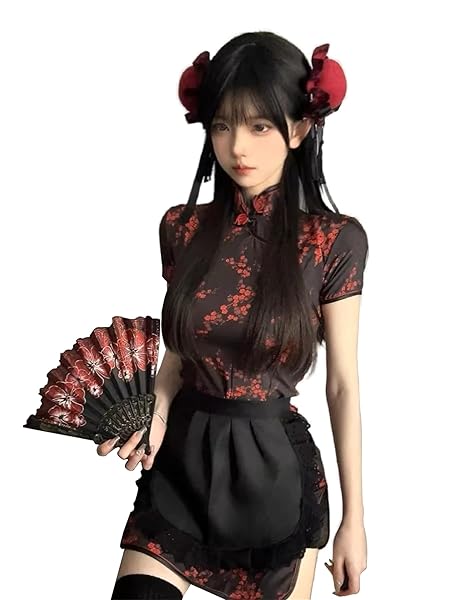 セクシー チャイナ チャイナドレス メイド ドレス チャイナ 服 コスプレ ゴスロリ 花柄 可愛い ロリータ ワン…
