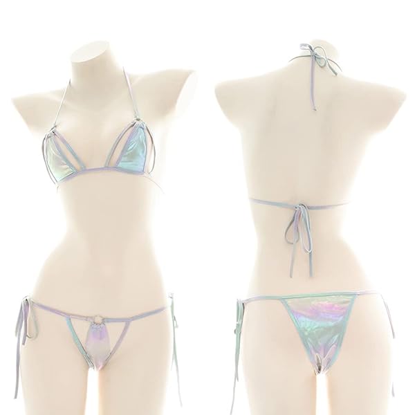 セクシー マイクロ ビキニ 極小 過激 コスプレ 勝負下着 光沢のあるメタリックパテントレザー 過激 コスチューム…