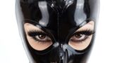 ボンデージ プロム ショー フード拘束マスク フェティッシュ フード ラテックス コスプレ バック ジッパー