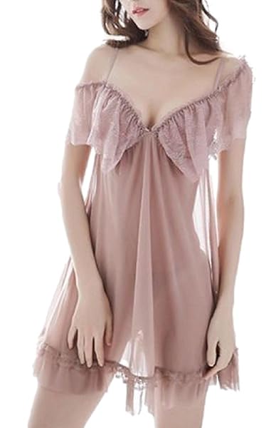 [ロカロカ] セクシー ランジェリー ベビードール オフショルダー レース キャミソール ミニスリップ