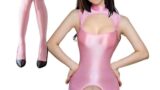 レオタード セクシー 過激 透け ハイネック 光沢 シースルー セット コスプレ ニーハイ ボディースーツ ボディ…