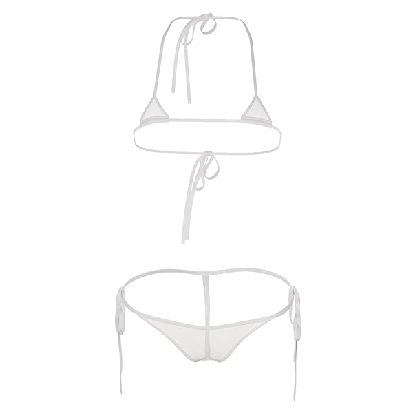 ハトプラ うすい。-usui- 極小ランジェリーセット[三角ブラ×サイドリボンTバックショーツ]（白）