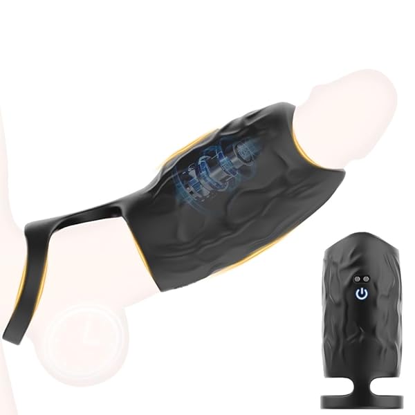 ペニスリング シリコンコックリングペニスサック一体成型 陰茎袖 男性用【10種類の振動パターン】高弾性 通気こっく…