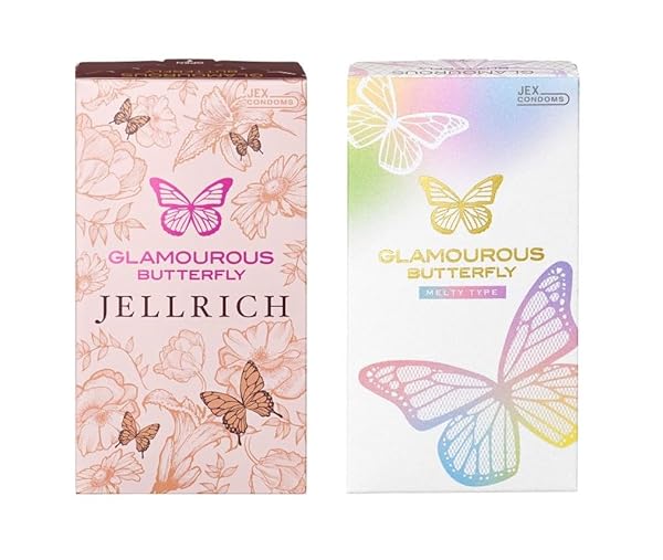 女性が選ぶコンドーム2箱セット ジェクス グラマラスバタフライ メルティ 10個入 ジェルリッチ 8個入 セット …