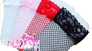 網タイツ [4色 + Tバック ] 赤、白、黒、ピンク ニーハイ ストッキング コスプレ ランジェリー