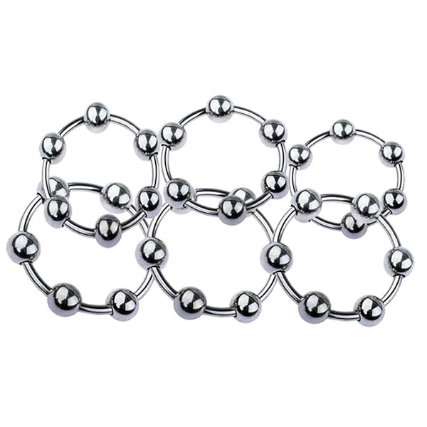 ペニスリング メンズリング コックリンク リング 6つビード付き 金属製 ＳＭグッズ 男性のおもちゃ テンレス鋼製…