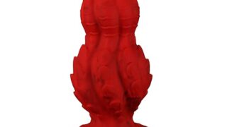 ディルド – アナルプラグ 凹凸付き 吸盤付き レッド 液体シリコン 全四サイズ L:11X26cm