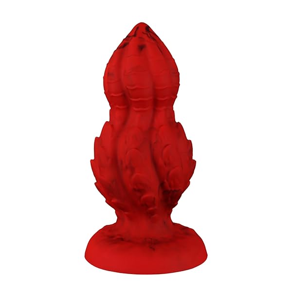 ディルド – アナルプラグ 凹凸付き 吸盤付き レッド 液体シリコン 全四サイズ L:11X26cm