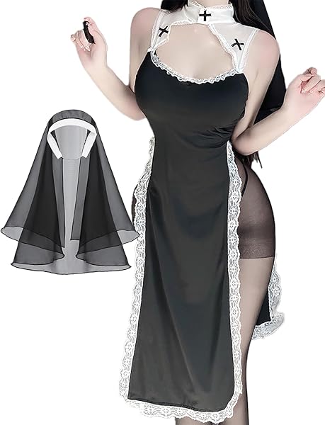 [SUNNYSTEP] 過激 シスター コスプレ 大きいサイズ S~6L コスチューム 衣装 スリット ハイウエス…