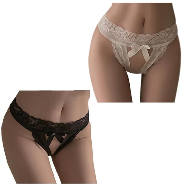 ランジェリー – [SweetPOP] 《背面の大きいリボンがセクシー》キュートなワンポイントリボン付きオープンクロッチレースショー…