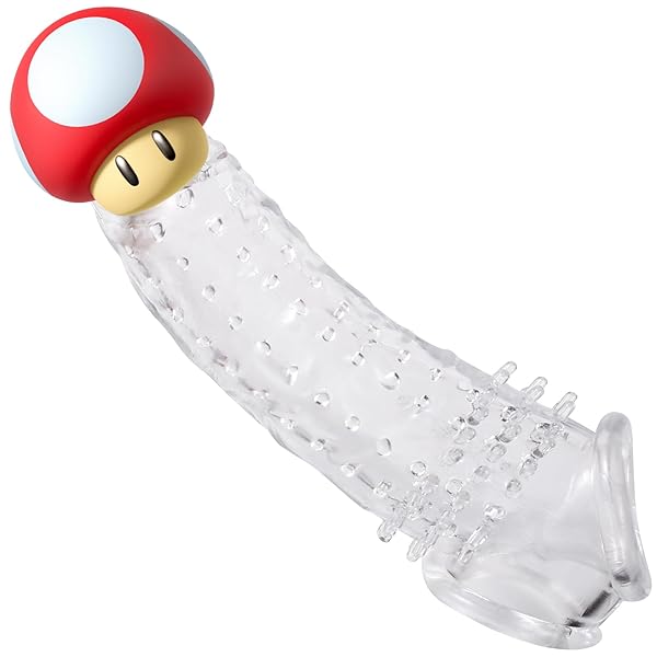 ペニスリング ペニスサック 内部粒子刺激 男性用 陰茎袖 拡大用 透明色 TPE製 アダルトグッズ リング（L）