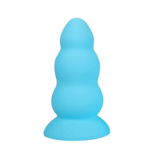 ディルド – TaRiss’s 渦 アナルプラグ 3ビーズ 吸盤付き シリコン S 7.7cmx18cm 水色