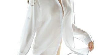 Taruya 彼シャツ風 Yシャツ ワンピース 透け感 セクシー コスプレ 無地 Tバック付き (Lサイズ ホワイト)