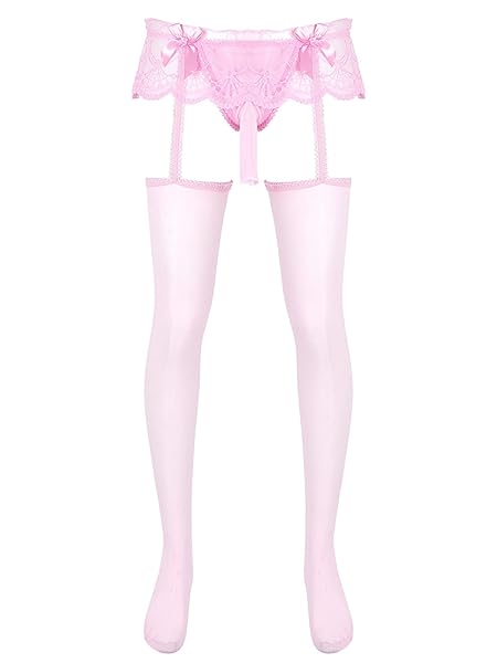 [Vxuxlje] メンズ セクシー ランジェリー ストッキング ガーターベルト シルク タイツ 透明 パンティー…